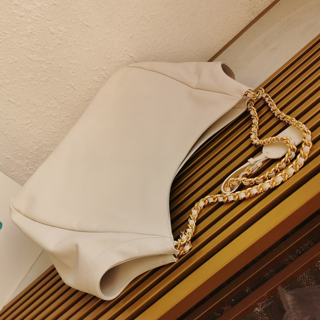 PRADA CHAIN TOTE 39 SOFT WHITE CALFSKIN