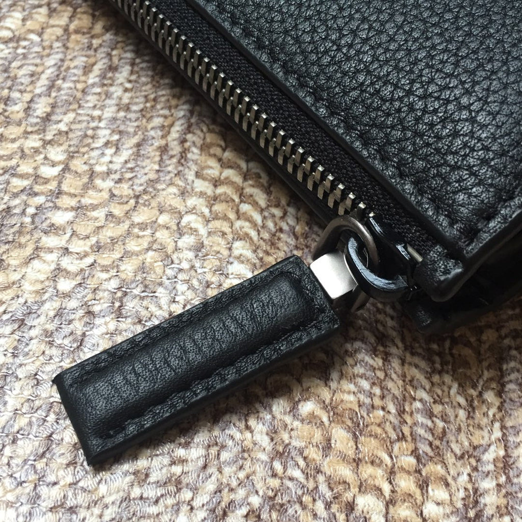 PRADA CLUTCH 26 IN BLACK DEERSKIN EMBOSSED LOGO