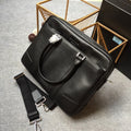 PRADA EMBOSSED LOGO BRIEFCASE 38 IN BLACK SMOOTH CALFSKIN