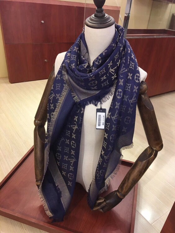 LOUIS VUITTON LV SCARF 140 CM IN WOOL MIX SILK 693008