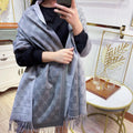 GUCCI JACQUARD PATTERN KNIT SCARF 180 CM IN COOL GRAY WOOL 402421