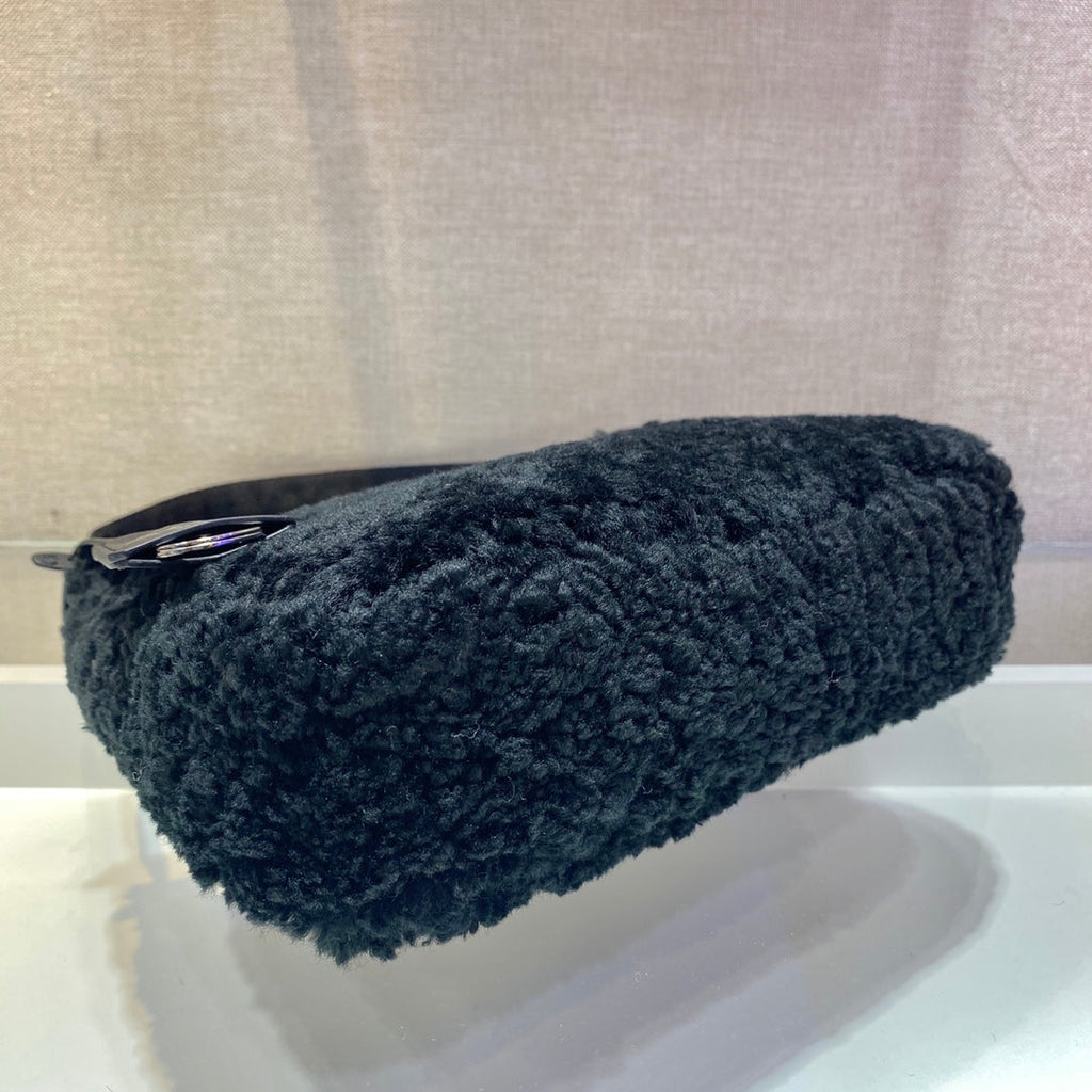 PRADA HOBO BAG 23 IN BLACK SHEARLING