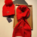 PRADA SET SCARF AND HAT IN CHERRY RED WOOL AND RABBIT FUR 416367