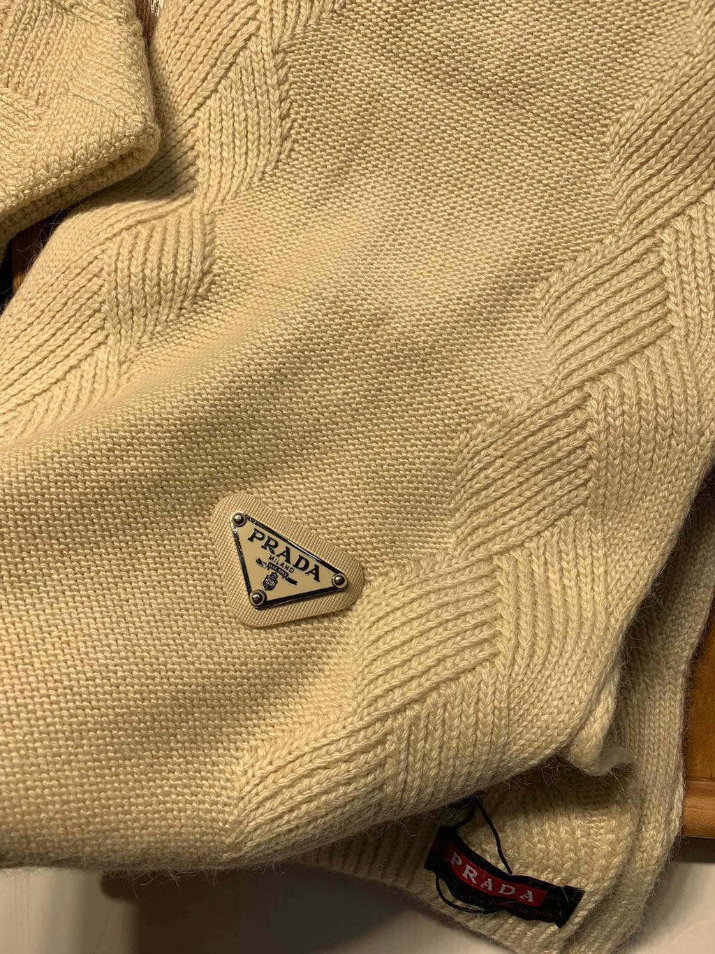 PRADA SET SCARF AND HAT IN BISQUE BEIGE WOOL AND RABBIT FUR 416365