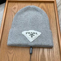 PRADA BEANIE HAT IN PALE GRAY WOOL 431360