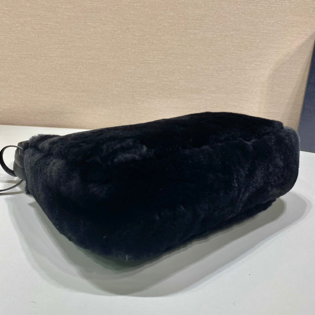 PRADA HOBO BAG 23 IN BLACK RABBIT FUR