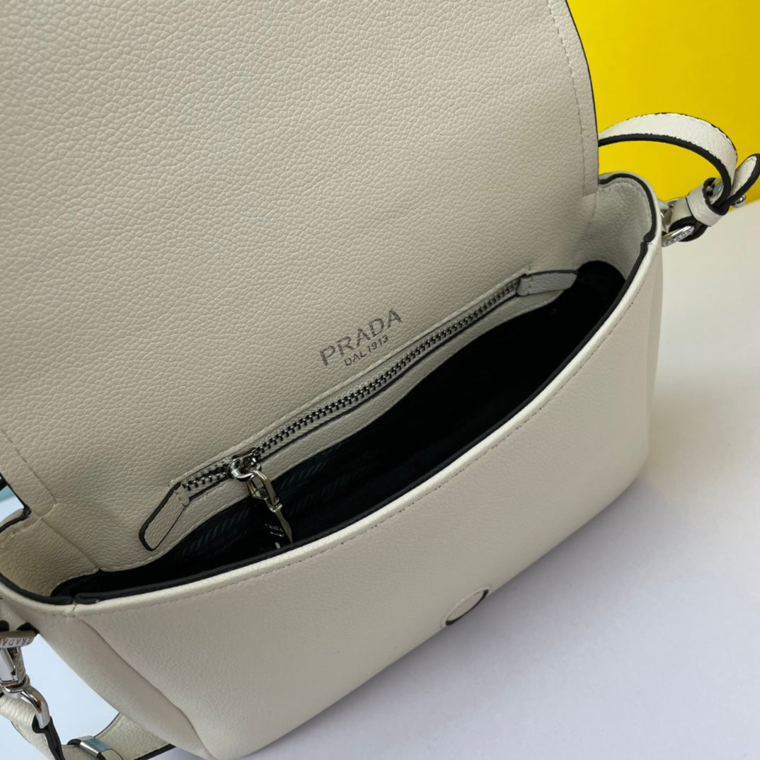 PRADA 24 BAG WITH STRAP IN WHITE CALFSKIN