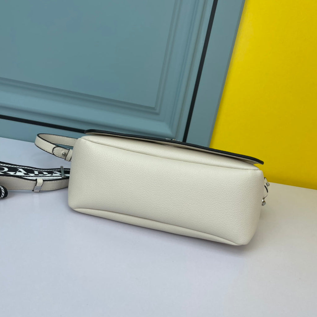PRADA 24 BAG WITH STRAP IN WHITE CALFSKIN