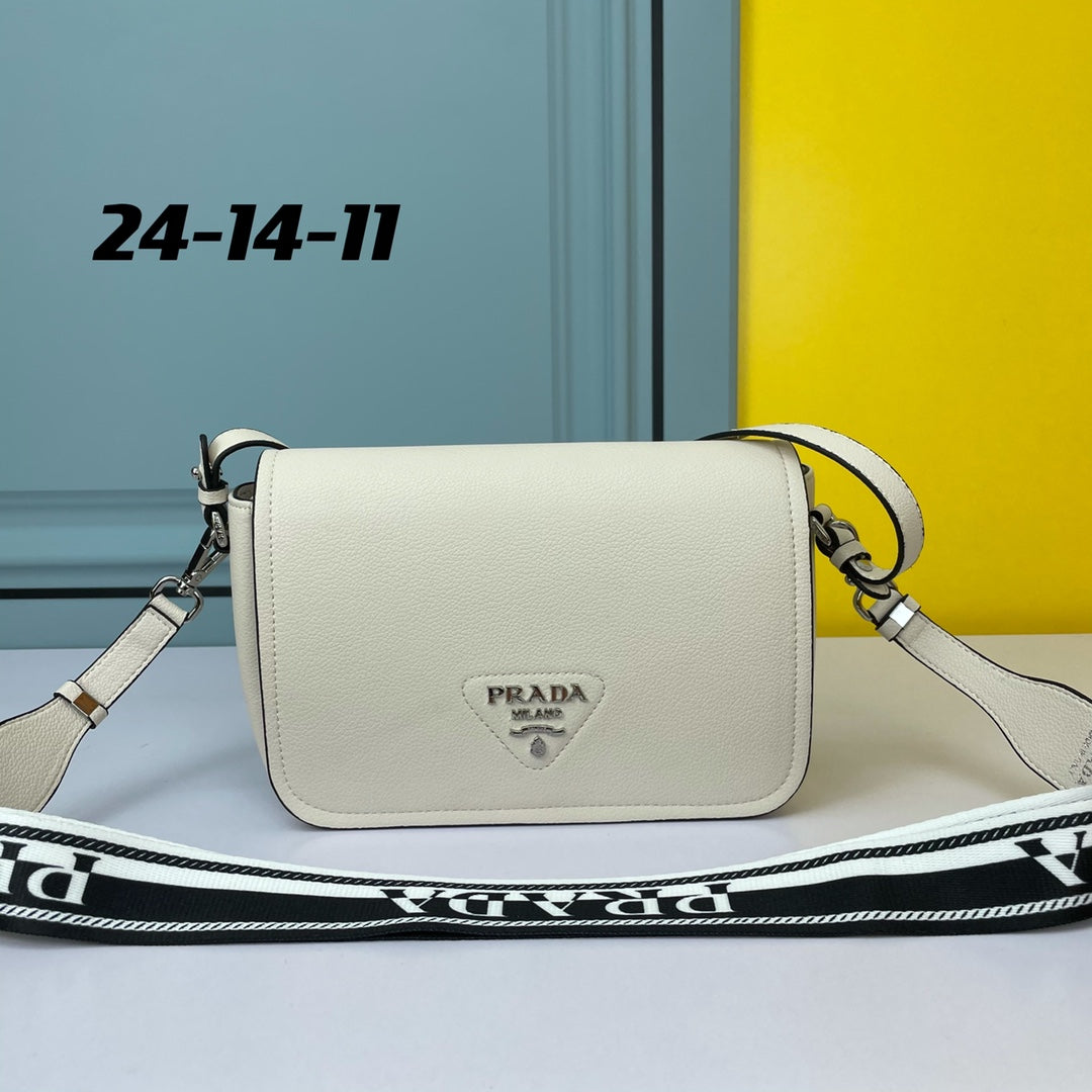PRADA 24 BAG WITH STRAP IN WHITE CALFSKIN