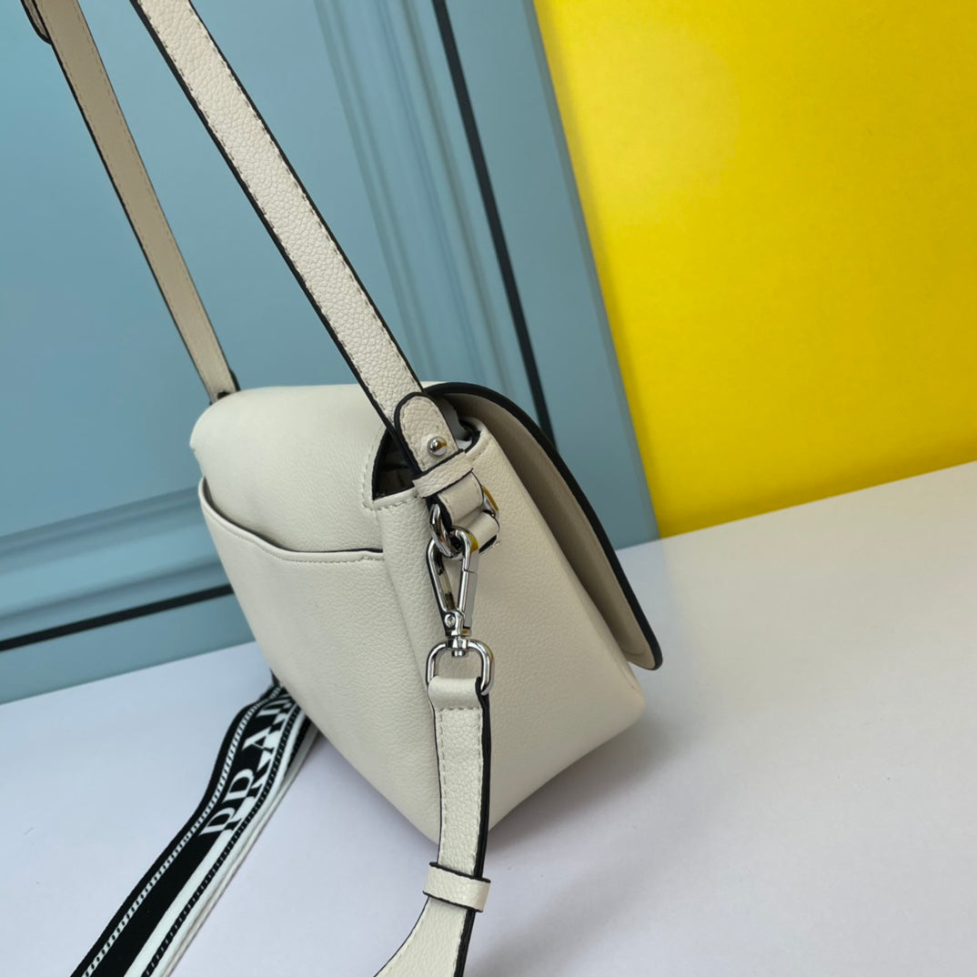 PRADA 24 BAG WITH STRAP IN WHITE CALFSKIN