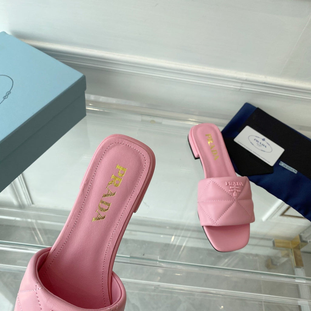 PRADA Pra Slide 25 Quilted Pink leather