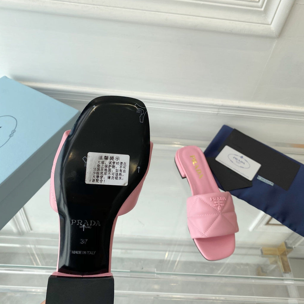 PRADA Pra Slide 25 Quilted Pink leather
