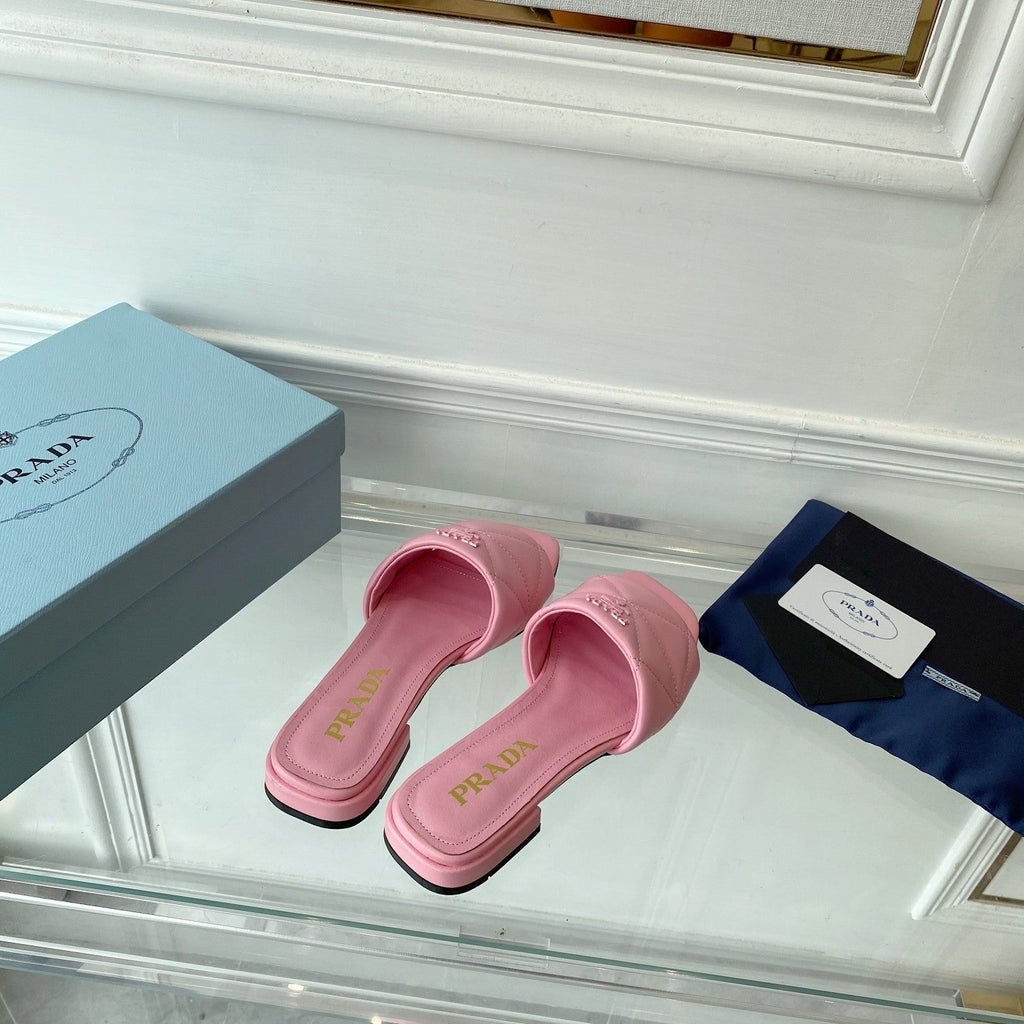 PRADA Pra Slide 25 Quilted Pink leather