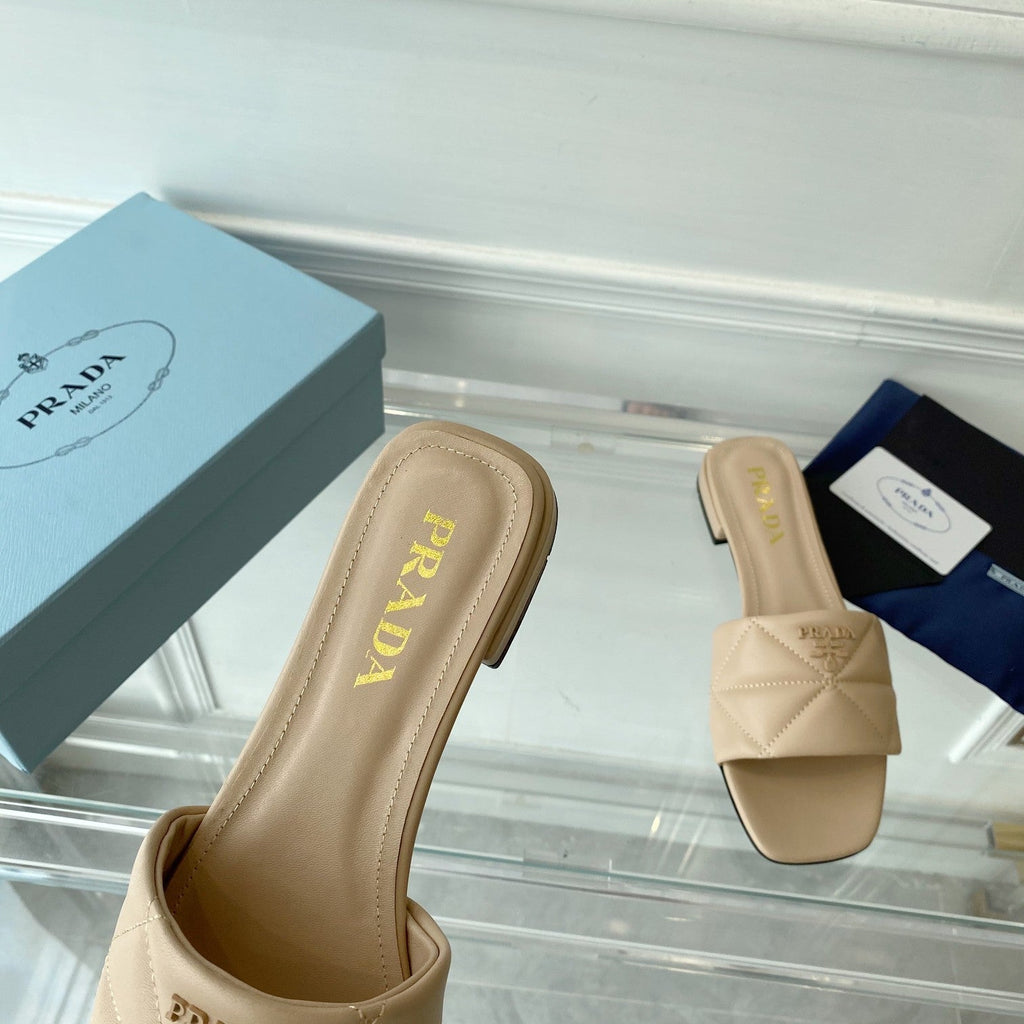 PRADA Pra Slide 25 Quilted Beige leather