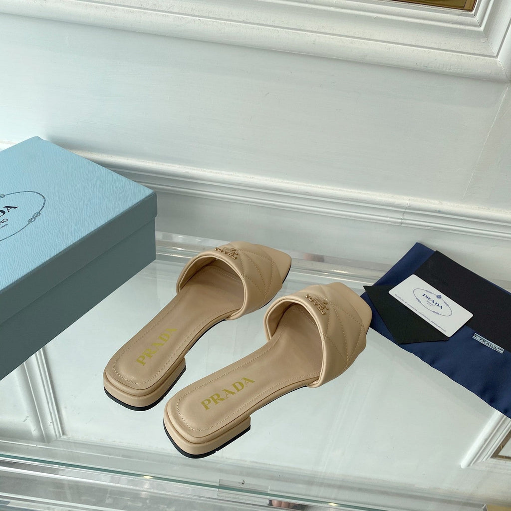 PRADA Pra Slide 25 Quilted Beige leather