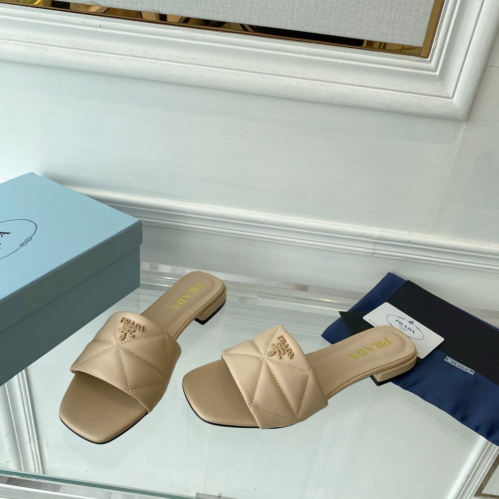 PRADA Pra Slide 25 Quilted Beige leather