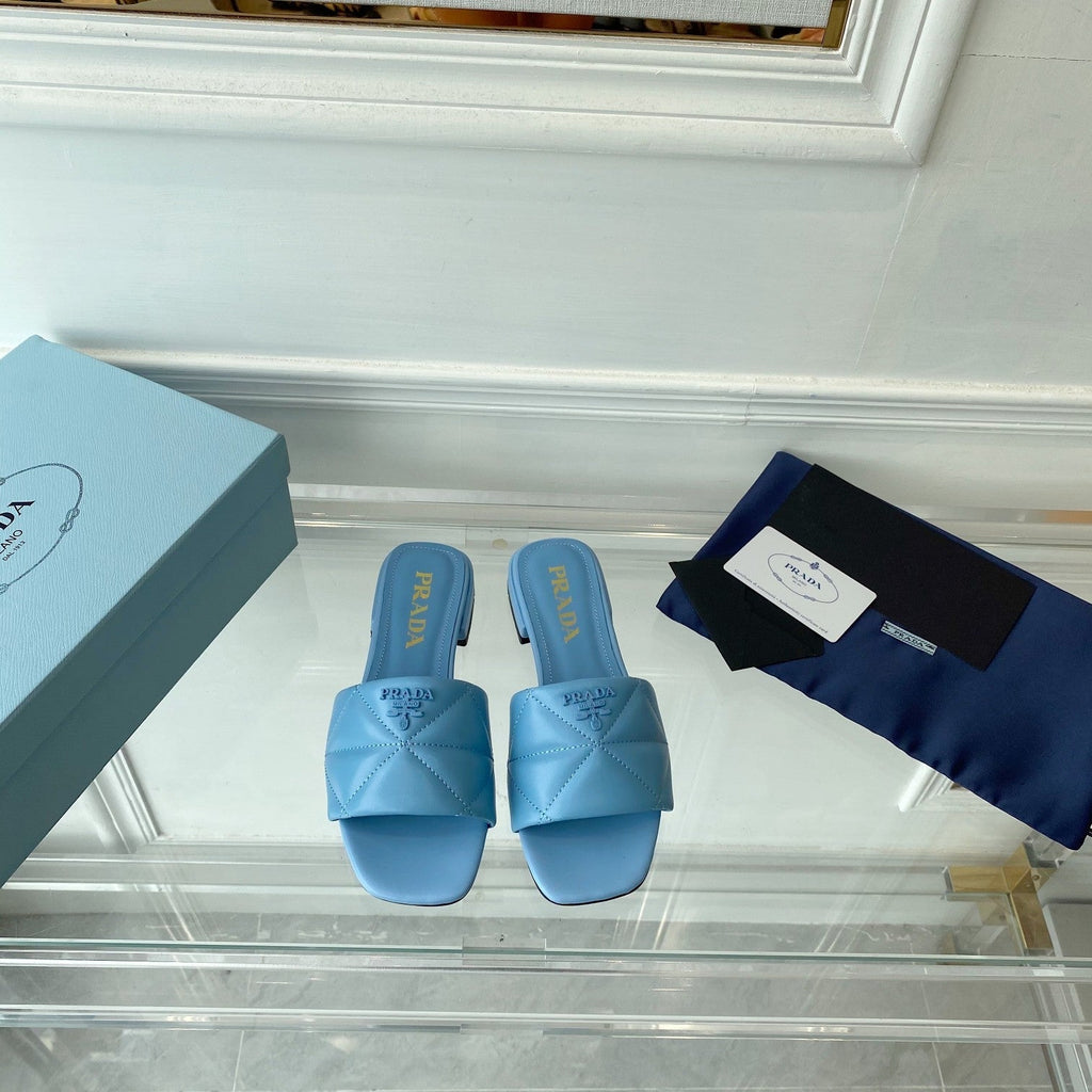 PRADA Pra Slide 25 Quilted Sky Blue leather