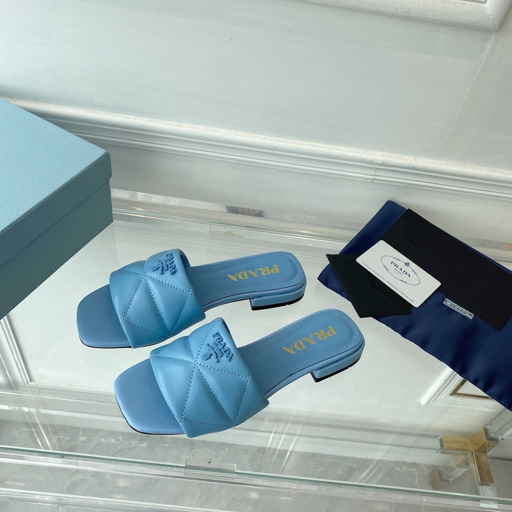 PRADA Pra Slide 25 Quilted Sky Blue leather