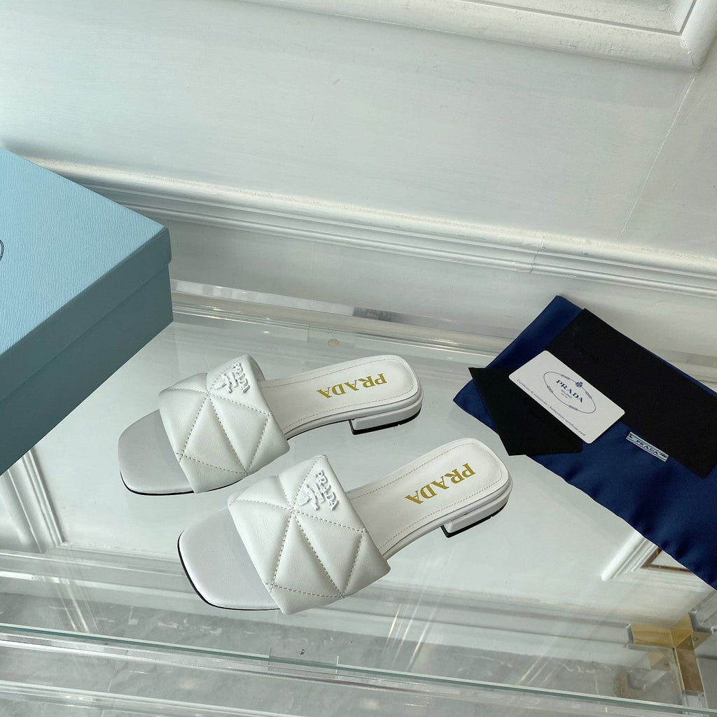 PRADA Pra Slide 25 Quilted White leather