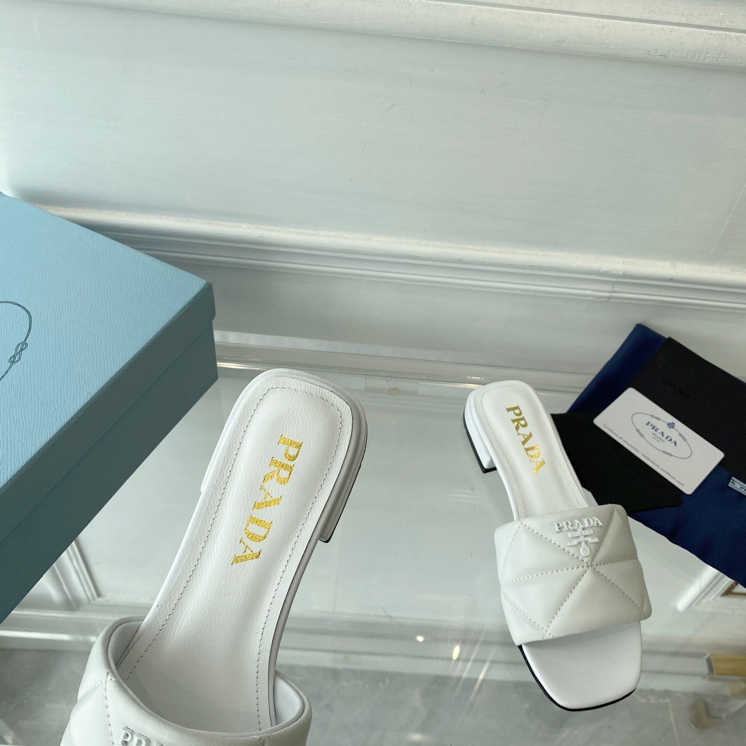 PRADA Pra Slide 25 Quilted White leather