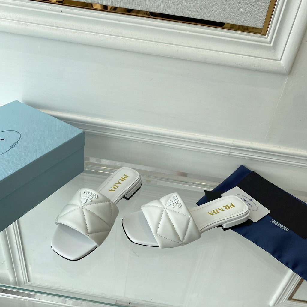 PRADA Pra Slide 25 Quilted White leather