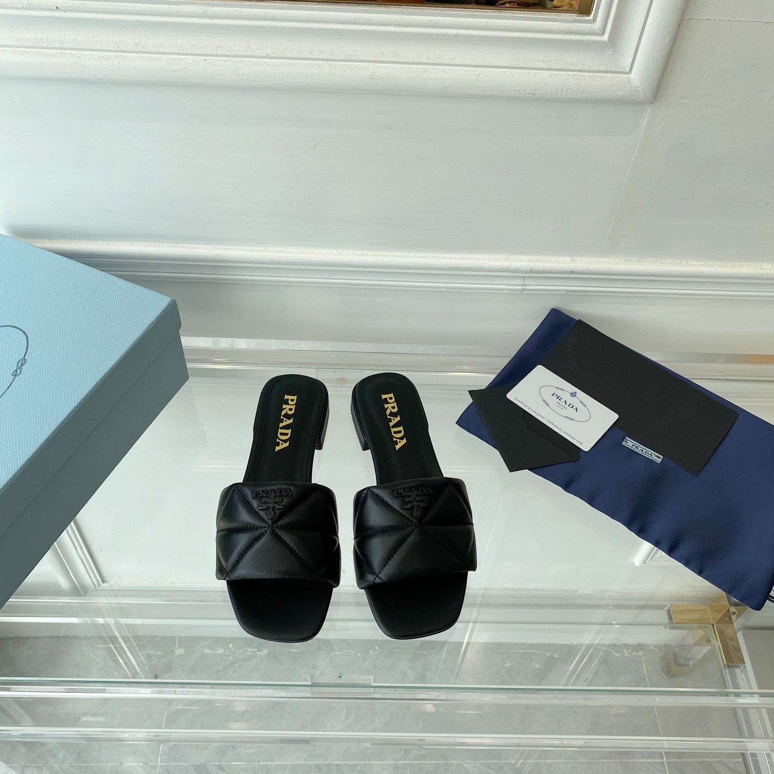 PRADA Pra Slide 25 Quilted Black leather