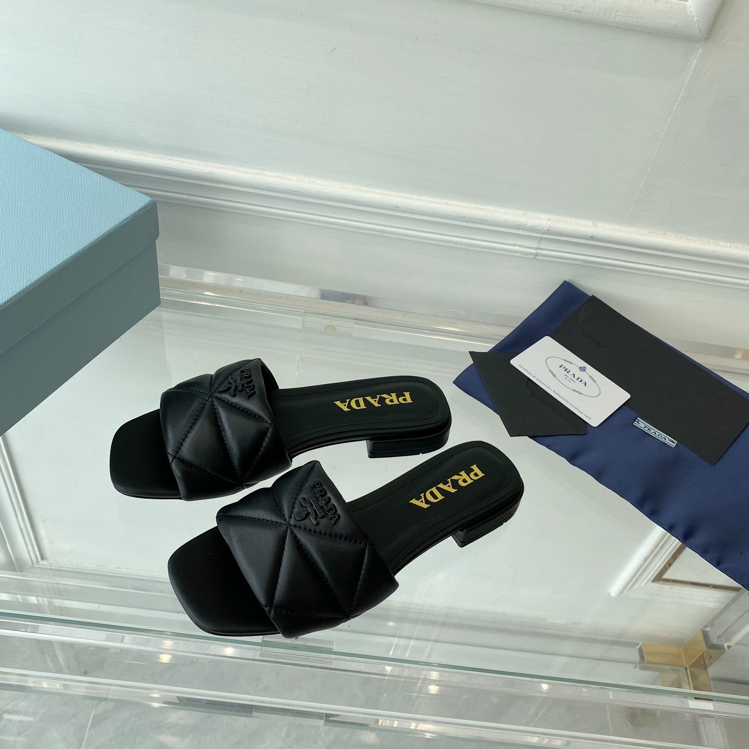 PRADA Pra Slide 25 Quilted Black leather
