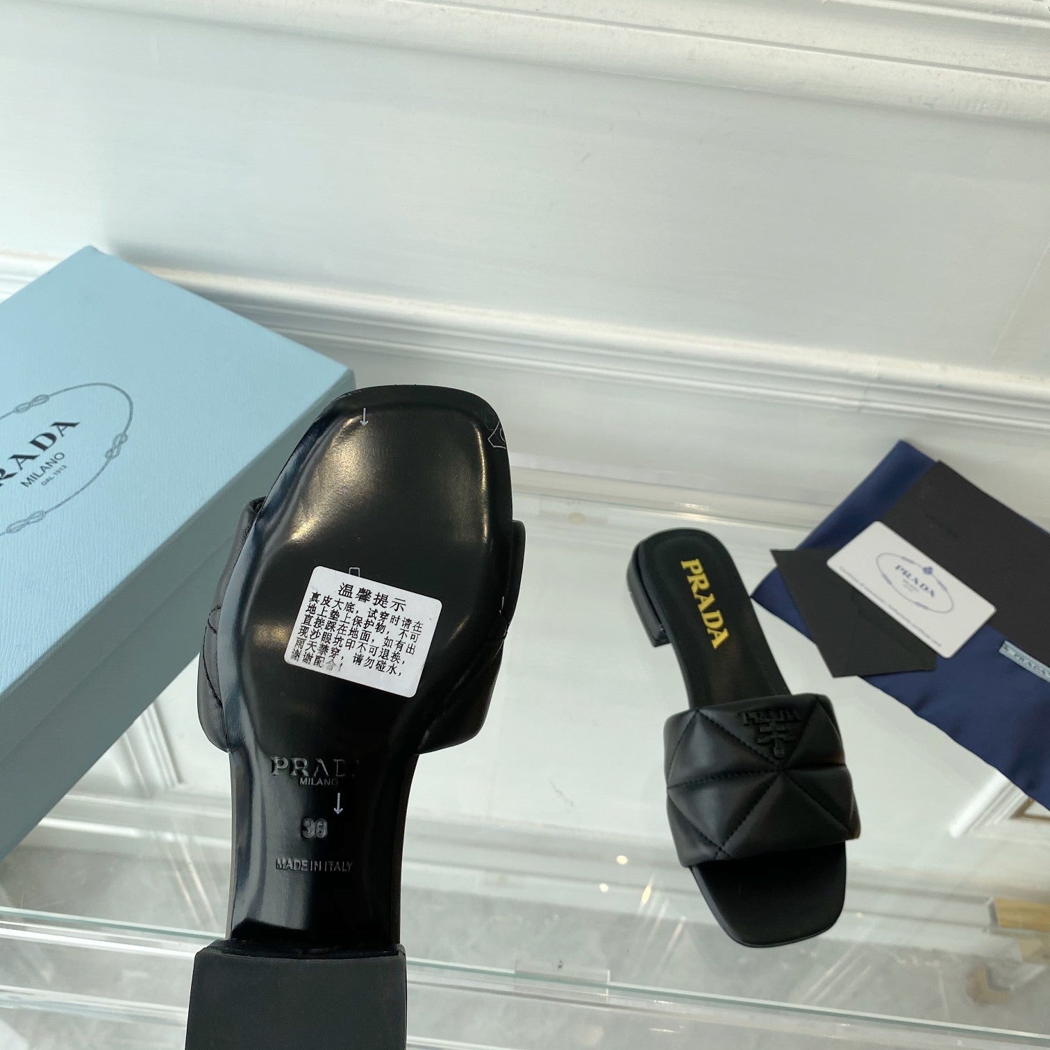 PRADA Pra Slide 25 Quilted Black leather