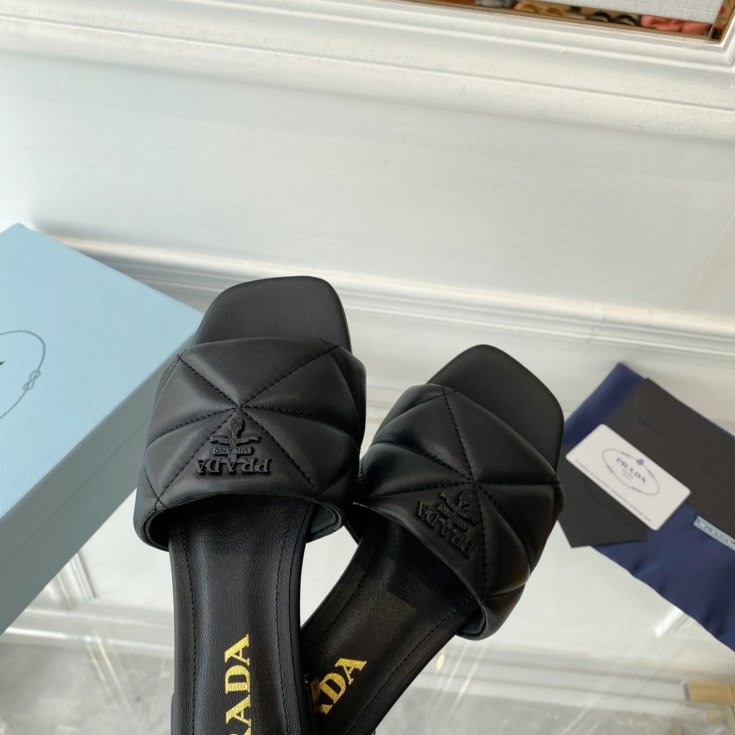 PRADA Pra Slide 25 Quilted Black leather