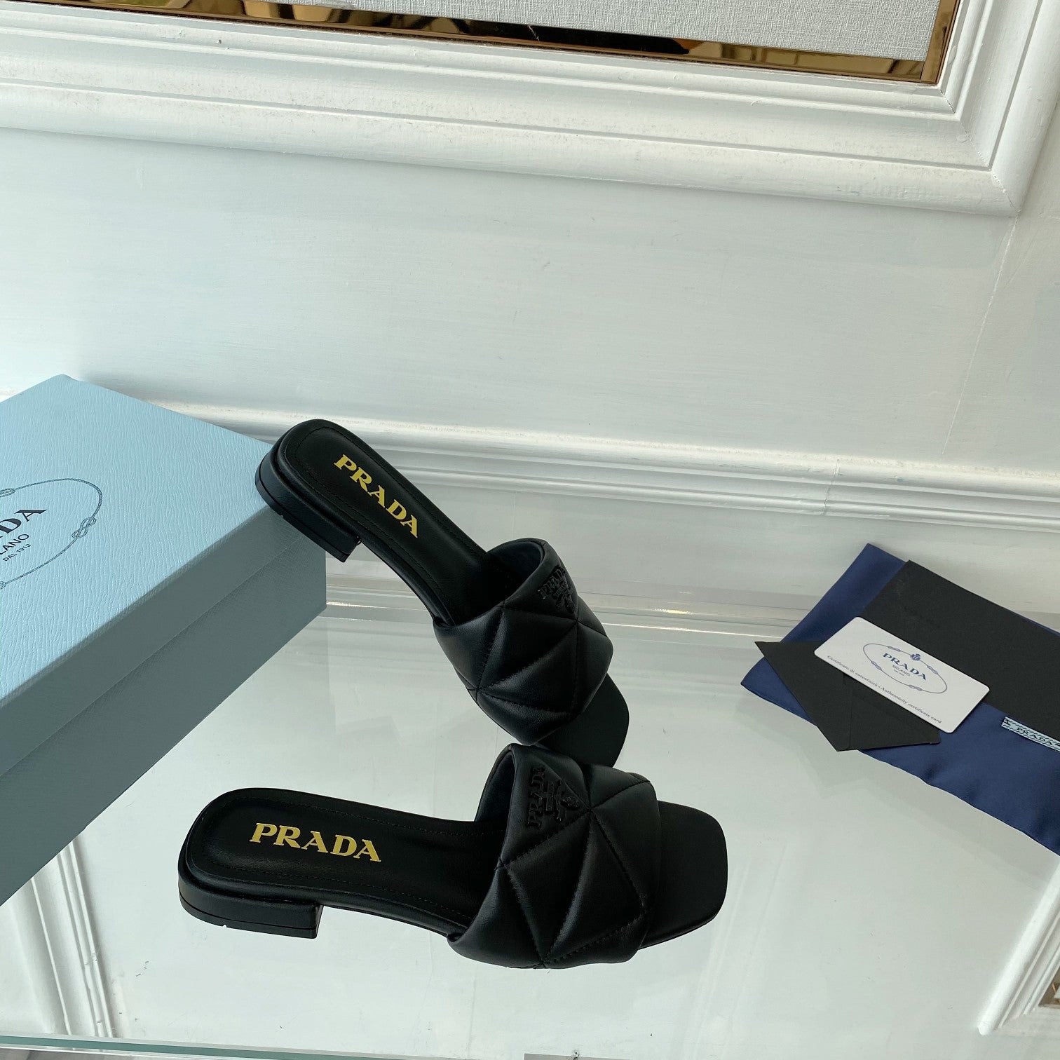 PRADA Pra Slide 25 Quilted Black leather