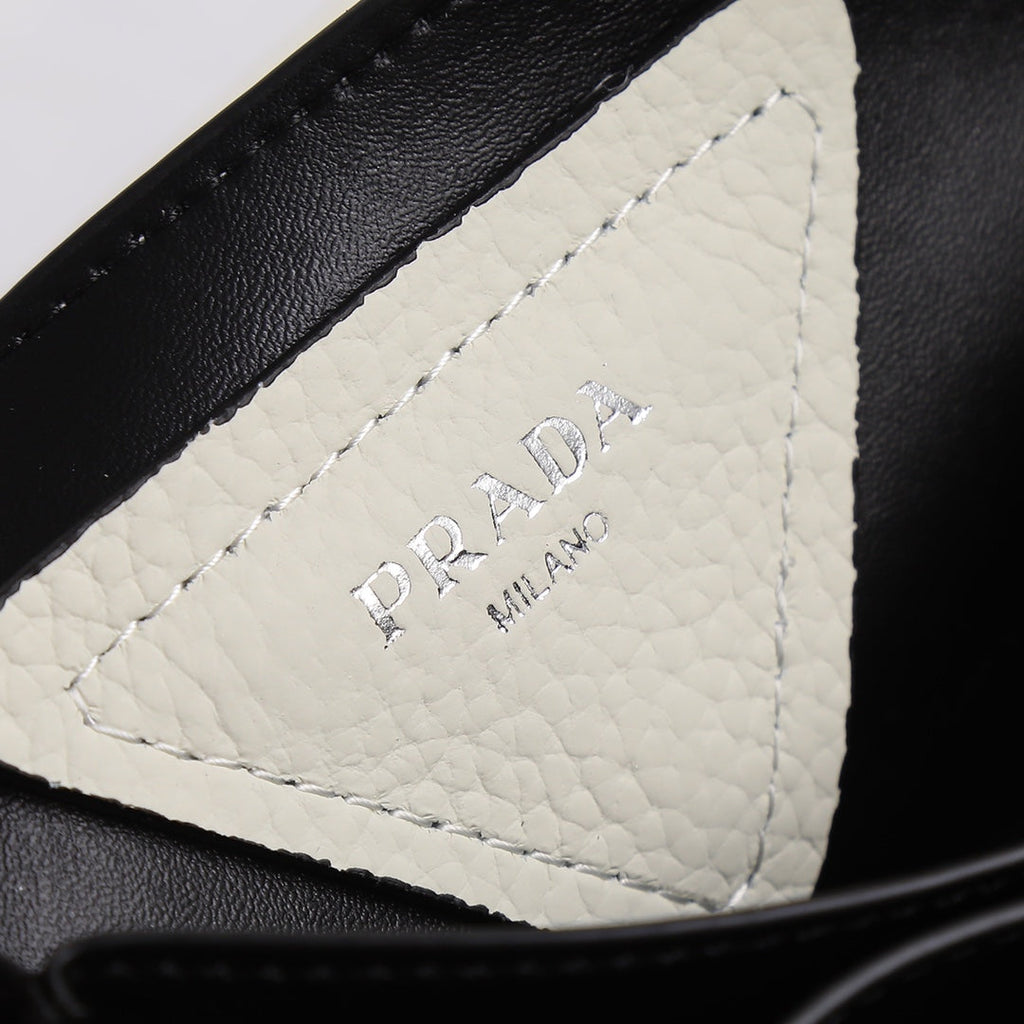 PRADA 18 DYNAMIQUE LOGO TOTE BAG IN WHITE CALFSKIN