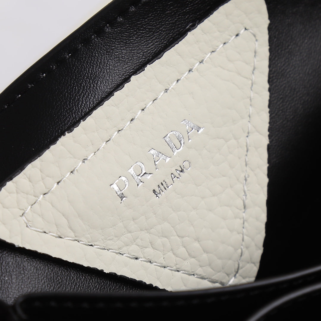 PRADA 18 DYNAMIQUE LOGO TOTE BAG IN WHITE CALFSKIN