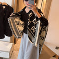 GUCCI SQUARE SCARF 140 CM IN BLACK MIX WHITE SILK CASHMERE 401511