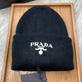 PRADA BEANIE HAT IN BLACK WOOL 108753