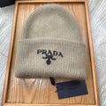 PRADA BEANIE HAT IN KHAKI BROWN WOOL 108747