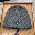 PRADA BEANIIE HAT IN GRAPHITE GRAY WOOL 335032
