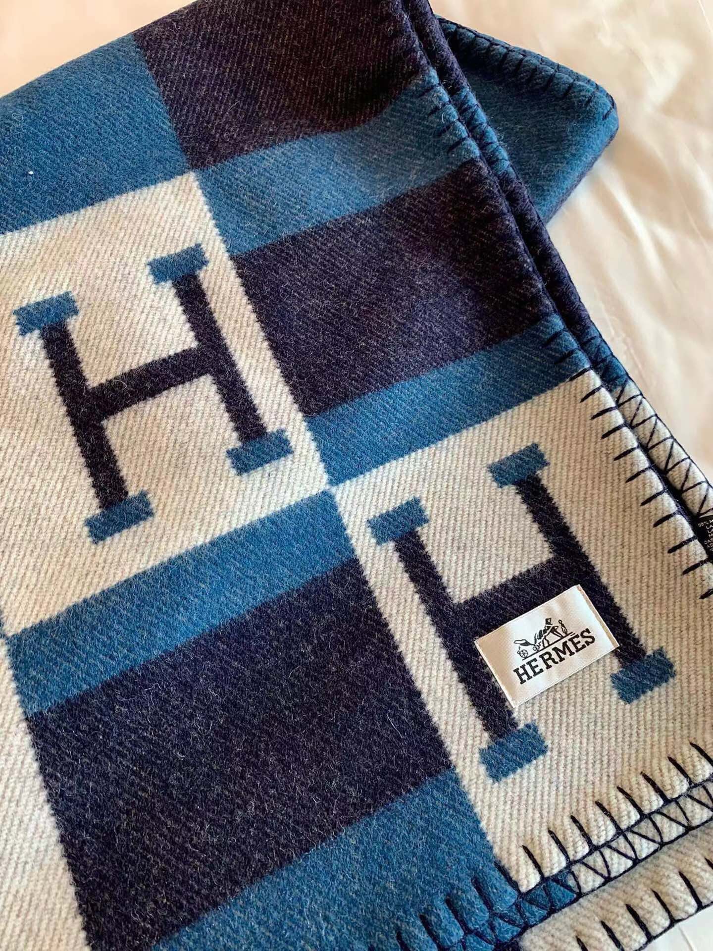 HERMES BLANKET 170 CM IN COLORFUL WOOL AND CASERE 689475
