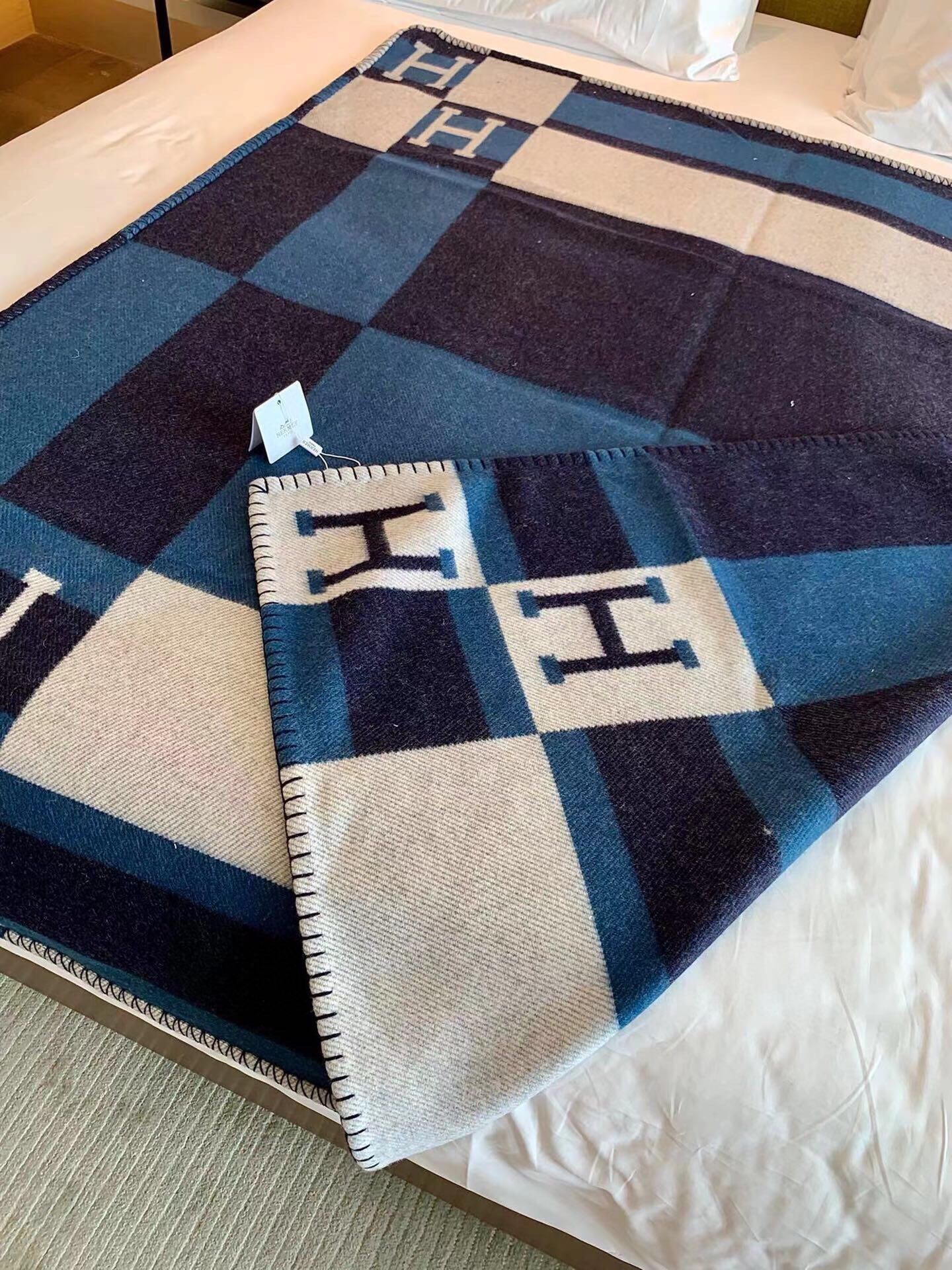 HERMES BLANKET 170 CM IN COLORFUL WOOL AND CASERE 689475