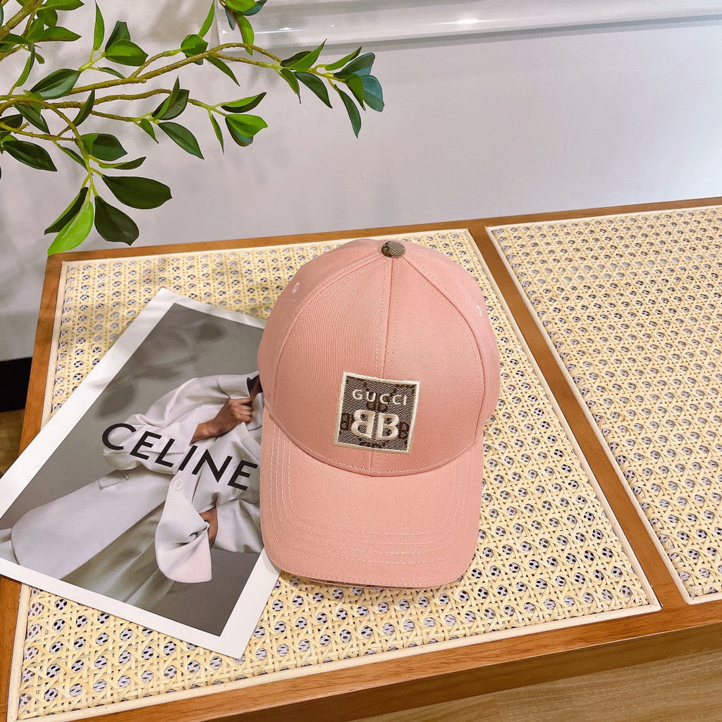 GUCCI BASEBALL HAT IN PEACHY PINK JACQUARD FABRIC 219953