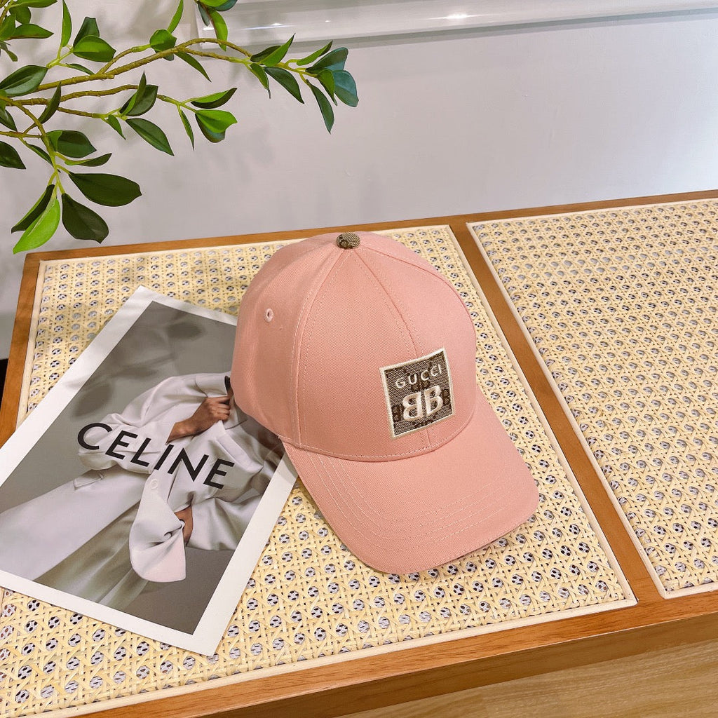 GUCCI BASEBALL HAT IN PEACHY PINK JACQUARD FABRIC 219953