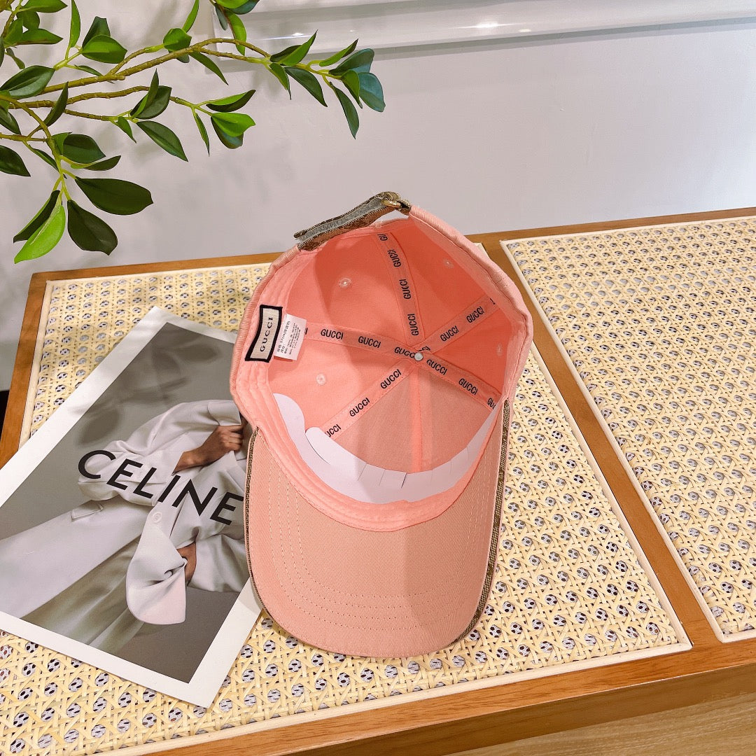 GUCCI BASEBALL HAT IN PEACHY PINK JACQUARD FABRIC 219953