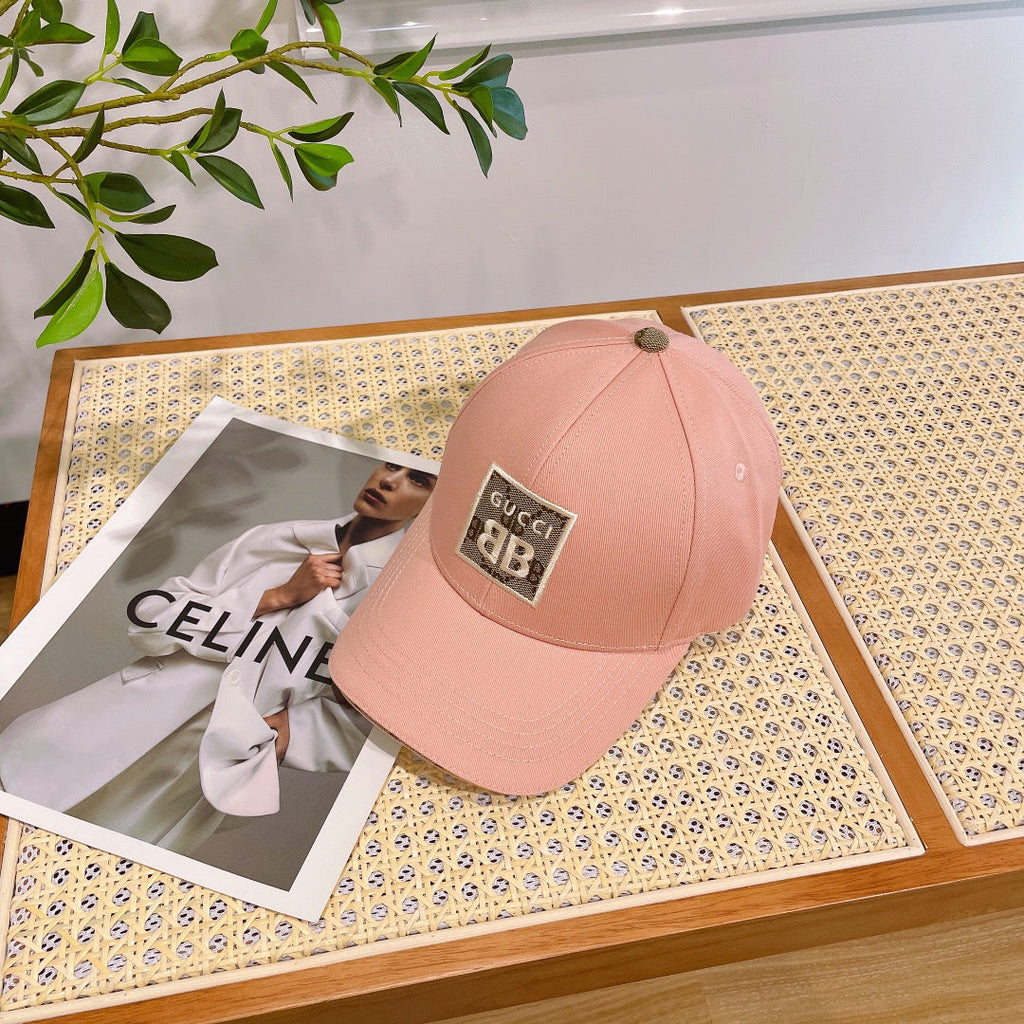 GUCCI BASEBALL HAT IN PEACHY PINK JACQUARD FABRIC 219953