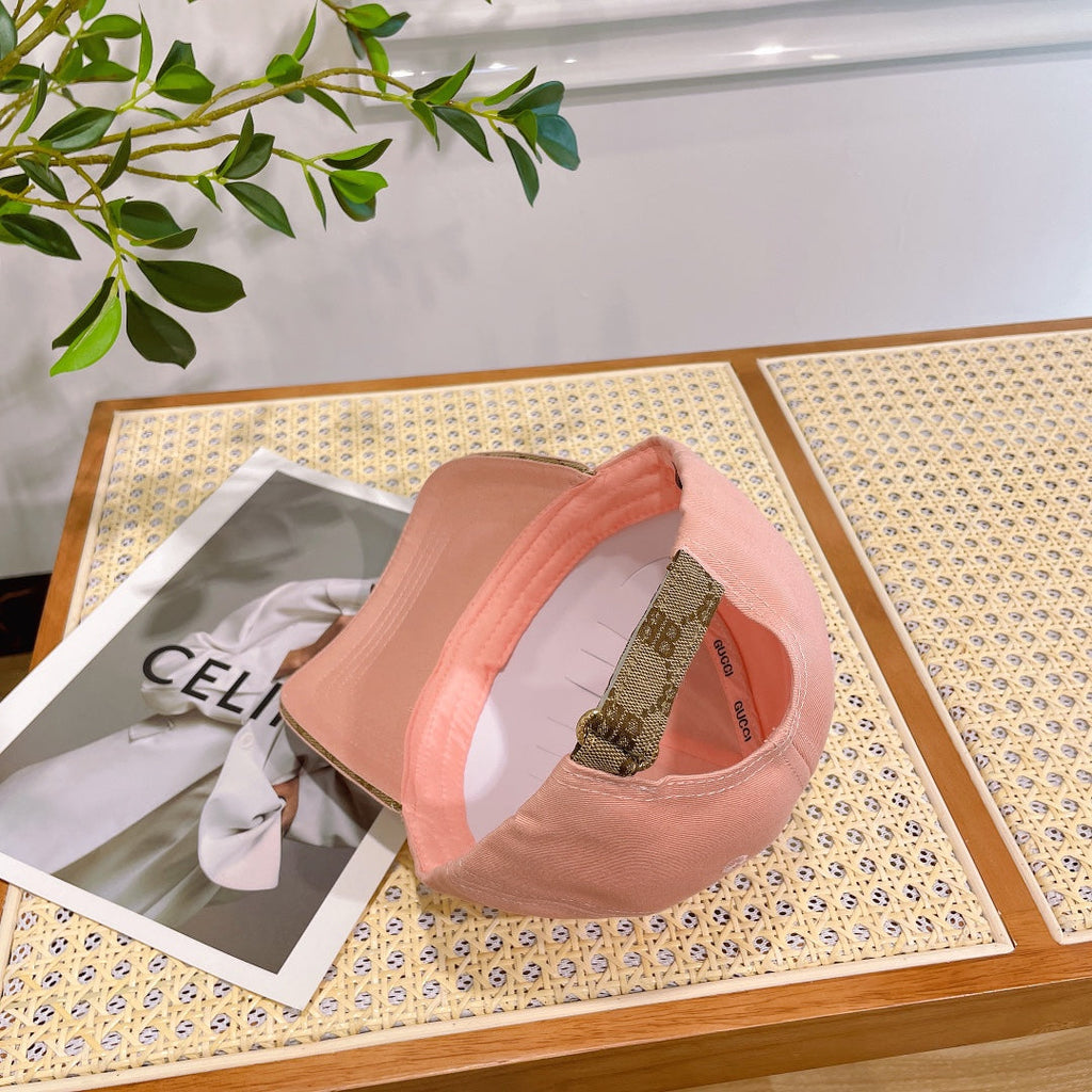 GUCCI BASEBALL HAT IN PEACHY PINK JACQUARD FABRIC 219953