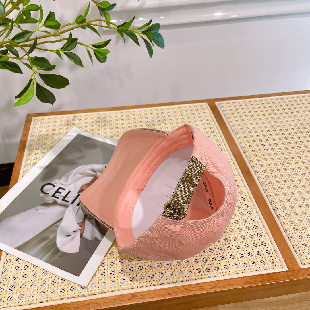 GUCCI BASEBALL HAT IN PEACHY PINK JACQUARD FABRIC 219953
