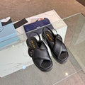 PRADA PADDED NAPPA CRISSCROSS SANLS BLACK LAMBSKIN
