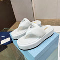 PRADA SOFT PADDED NAPPA THONG WEDGE SANLS WHITE LAMBSKIN