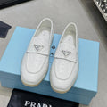 PRADA OSTRICH PATTERN LOAFERS WHITE CALFSKIN