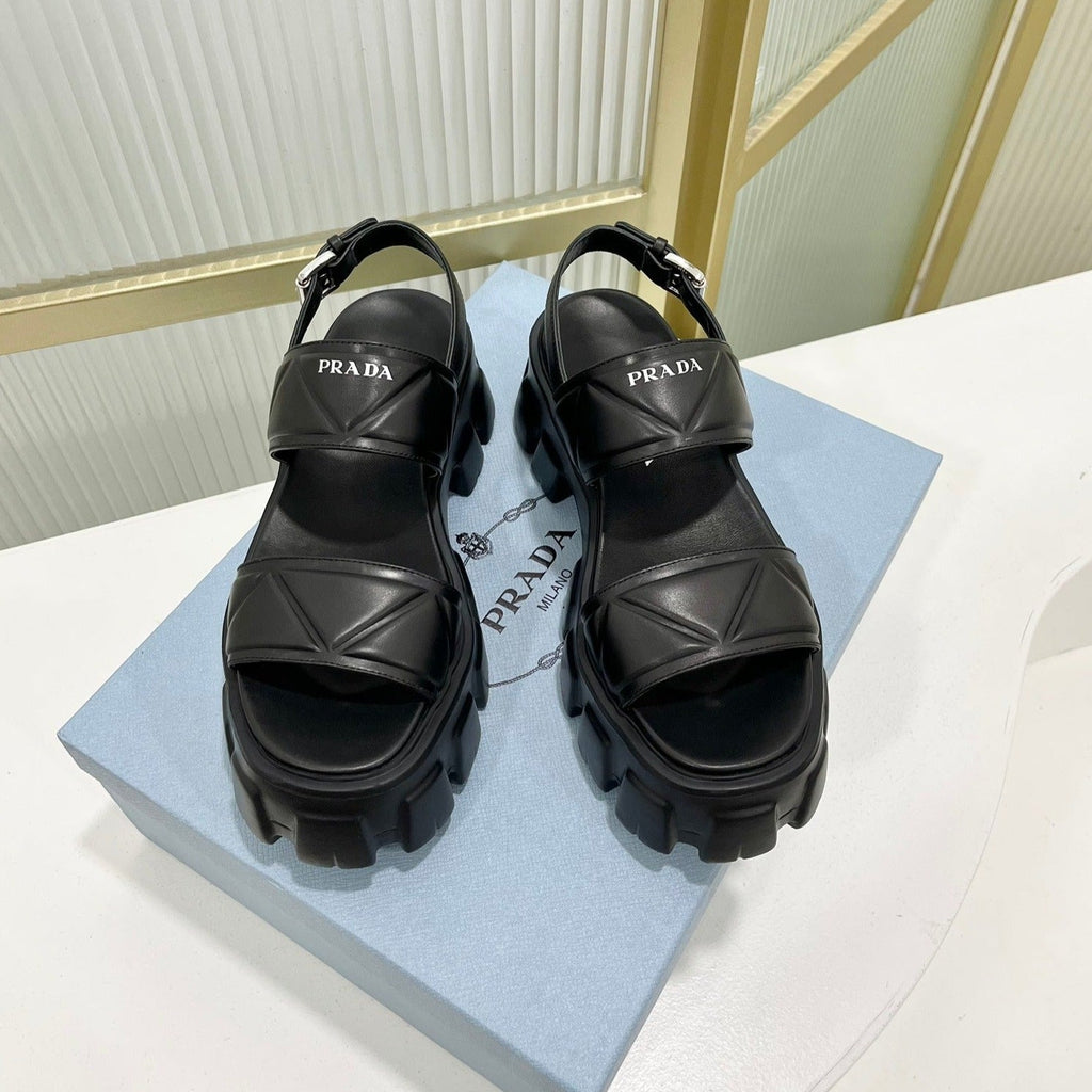 PRADA MONOLITH PLATFORM SANLS BLACK CALFSKIN