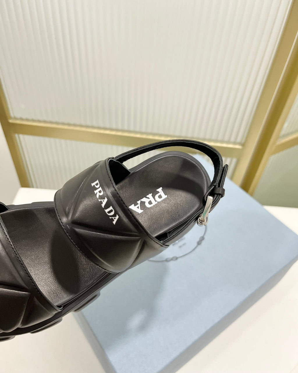 PRADA MONOLITH PLATFORM SANLS BLACK CALFSKIN