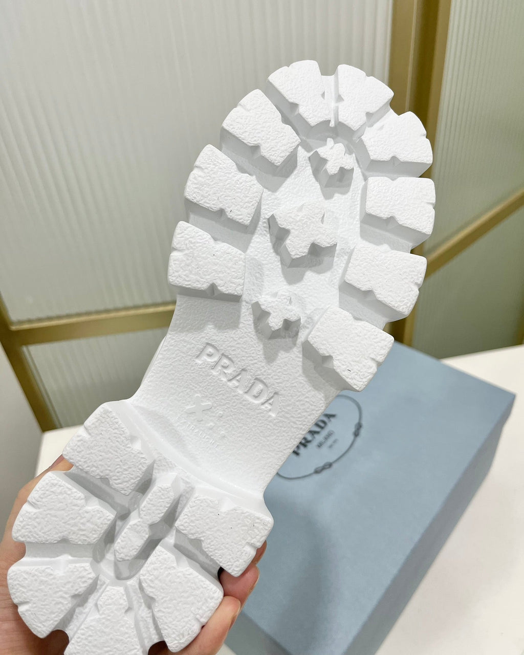 PRADA MONOLITH PLATFORM SANLS WHITE CALFSKIN